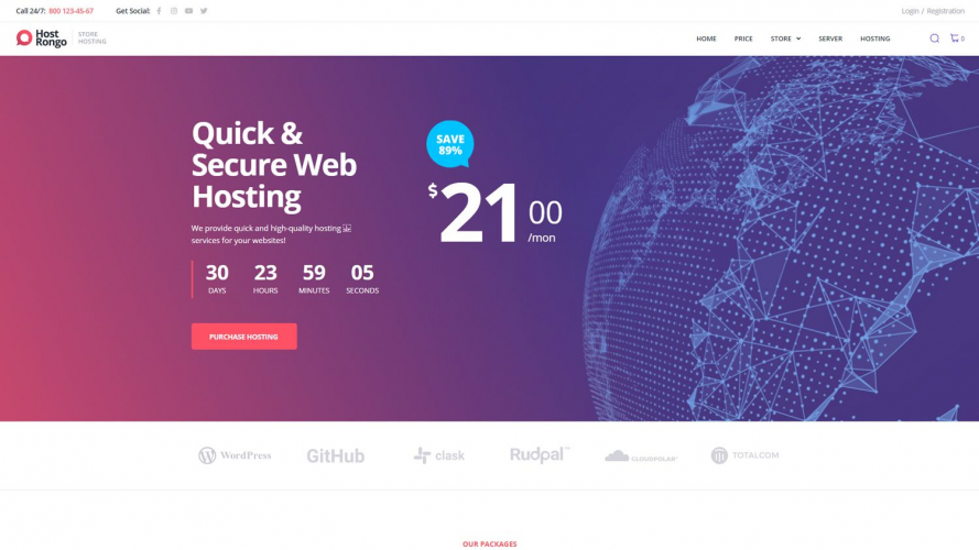 Host Rongo homepage template
